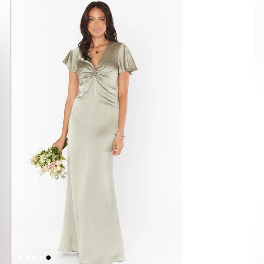 Show Me Your MuMu NWT Moss Green Rome Satin Twist Gown